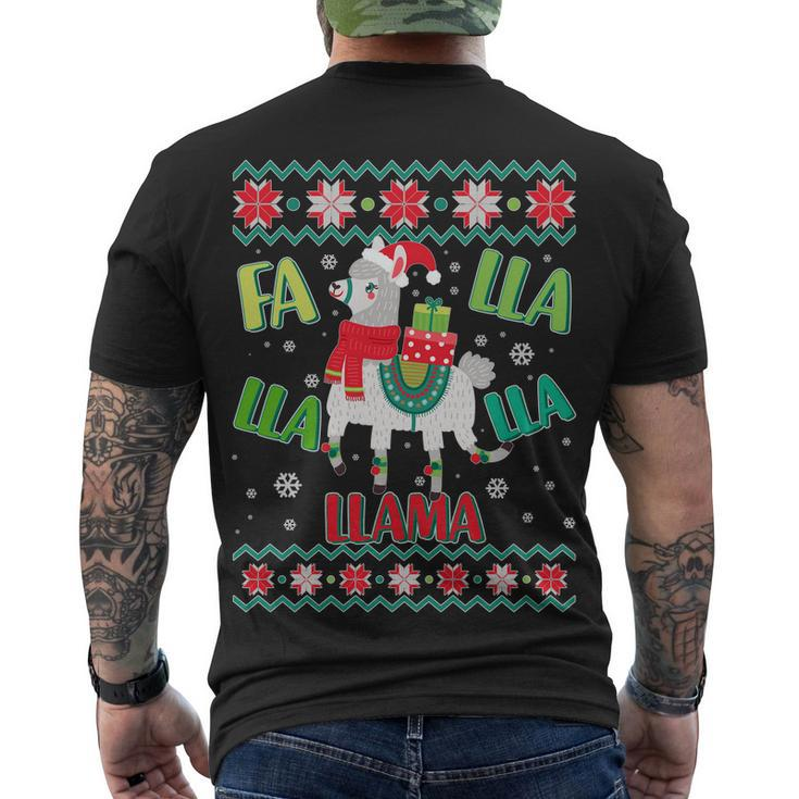 Fa Lla Lla Lla Llama Ugly Christmas Sweater Men's Crewneck Short Sleeve Back Print T-shirt