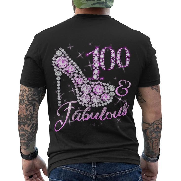 Fabulous & 100 Sparkly Shiny Heel 100Th Birthday Tshirt Men's Crewneck Short Sleeve Back Print T-shirt