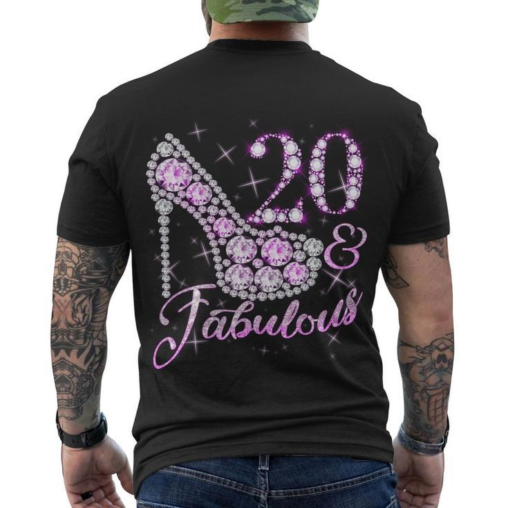 Fabulous & 20 Sparkly Shiny Heel 20Th Birthday Men's Crewneck Short Sleeve Back Print T-shirt