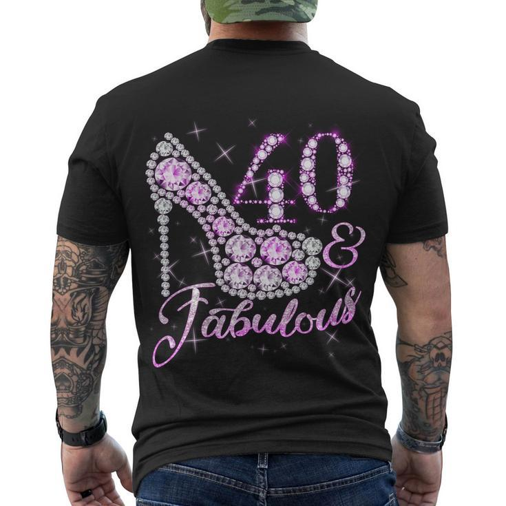 Fabulous & 40 Sparkly Shiny Heel 40Th Birthday Men's Crewneck Short Sleeve Back Print T-shirt