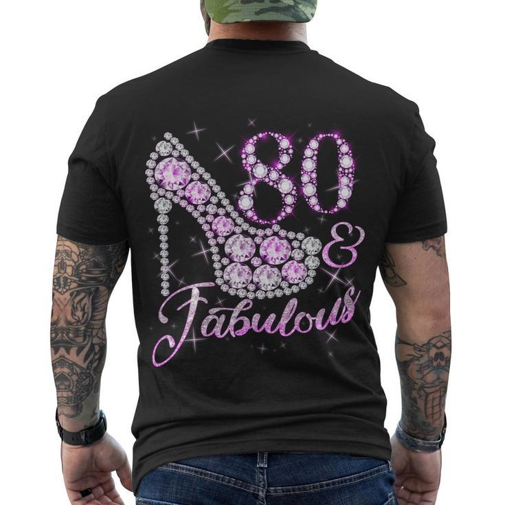 Fabulous & 80 Sparkly Shiny Heel 80Th Birthday Tshirt Men's Crewneck Short Sleeve Back Print T-shirt