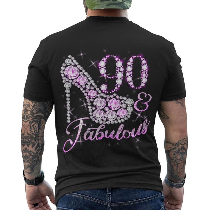 Fabulous & 90 Sparkly Shiny Heel 90Th Birthday Tshirt Men's Crewneck Short Sleeve Back Print T-shirt