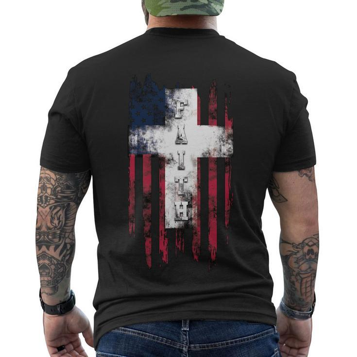 Faith American Flag Cross Tshirt Men's Crewneck Short Sleeve Back Print T-shirt