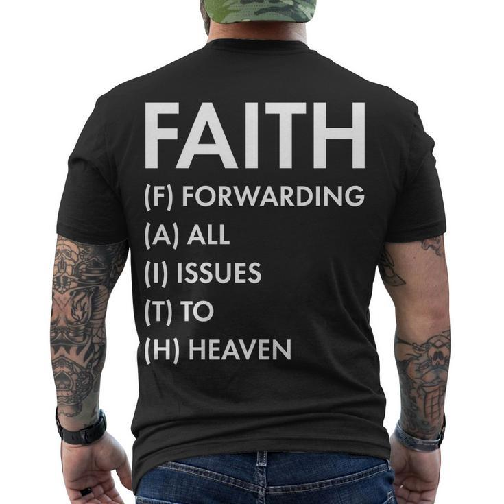 Faith Forwarding All Issues To Heaven Men's Crewneck Short Sleeve Back Print T-shirt