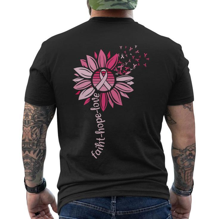 Faith Hope Love Pink Ribbon Breast Caner Men's Crewneck Short Sleeve Back Print T-shirt