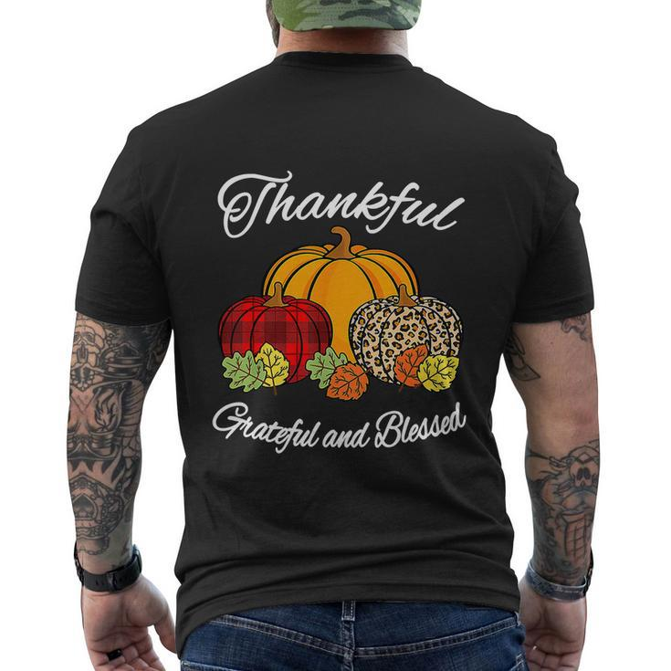 Fall Plaid Leopard Pumpkin Autumn Thanksgiving V2 Men's T-shirt Back Print