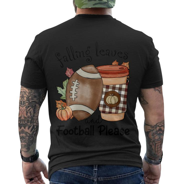 Falling Leaves And Football Please Thanksgiving Quote V2 Men's Crewneck Short Sleeve Back Print T-shirt