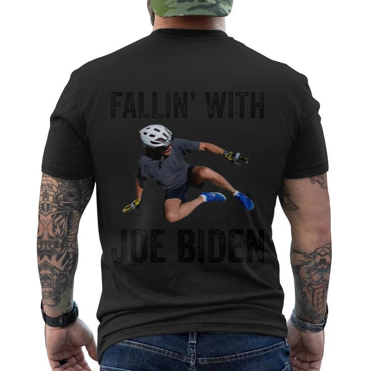 Falling With Joe Biden Falls Off On His Bike Funny Meme Men's Crewneck Short Sleeve Back Print T-shirt