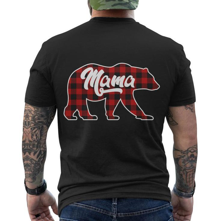 Family Christmas Matching Plaid Mama Bear Tshirt Men's Crewneck Short Sleeve Back Print T-shirt