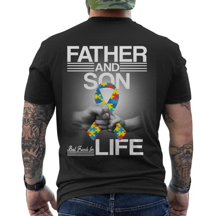 Father Son Best Friends For Life Autism Awareness Tshirt Men's Crewneck Short Sleeve Back Print T-shirt