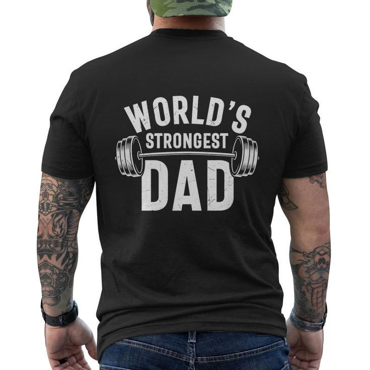 Fathers Day Funny Worlds Strongest Dad Bodybuilder Men's Crewneck Short Sleeve Back Print T-shirt