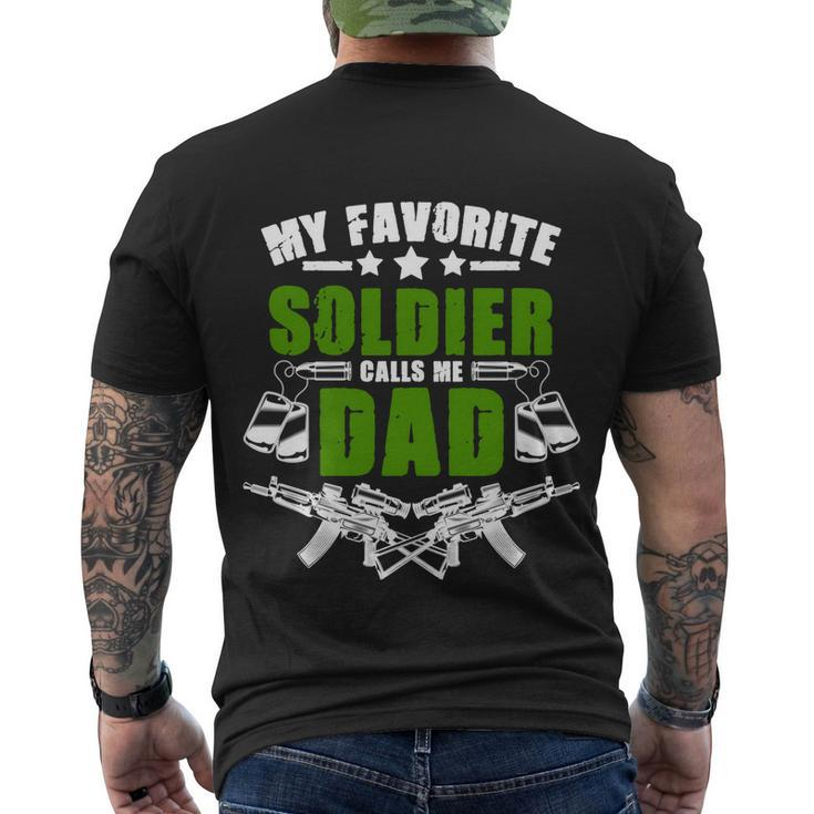 Favorite Soldier Calls Me Dad Memorial Army Dad Great Gift Men's Crewneck Short Sleeve Back Print T-shirt