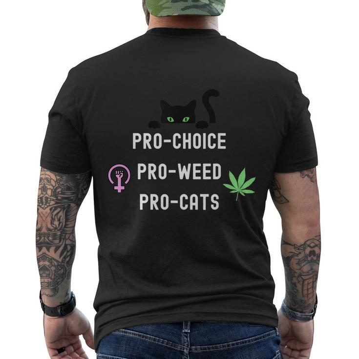 Feminism And 420 Funny Pro Choice Pro Cats Pro Weed Feminist Men's Crewneck Short Sleeve Back Print T-shirt