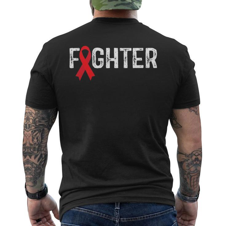 Fighter Blood Cancer Awareness Red Ribbon Men's Back Print T-shirt