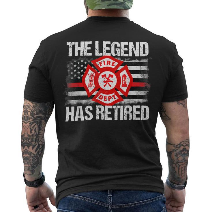 Firefighter The Legend Has Retired Firefighter Retirement Party Men's T-shirt Back Print