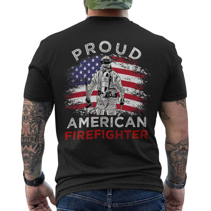 Firefighter Proud American Firefighter Vintage July 4Th For Firefighter Men's T-shirt Back Print