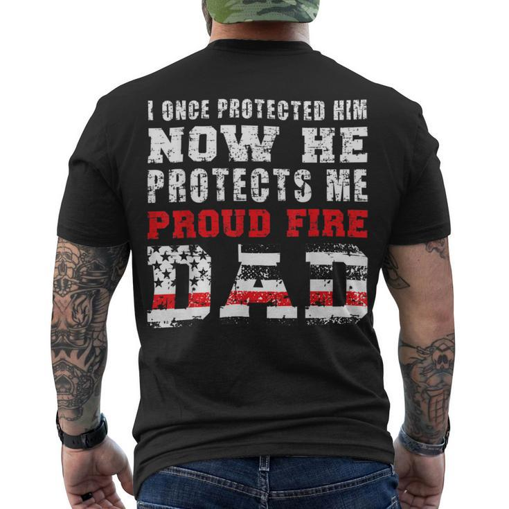 Firefighter Proud Fire Dad Fireman Father Of A Firefighter Dad Men's T-shirt Back Print