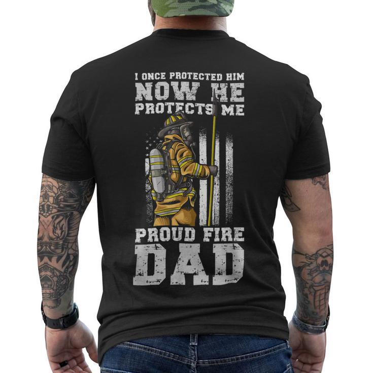 Firefighter Proud Fire Dad Firefighter Dad Of A Fireman Father Men's T-shirt Back Print