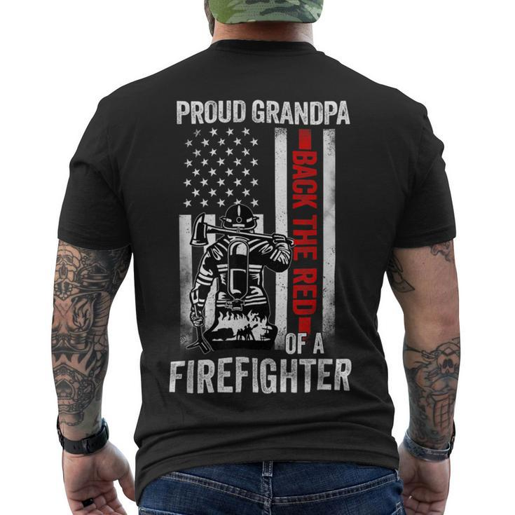 Firefighter Proud Grandpa Of A Firefighter Back The Red American Flag Men's T-shirt Back Print