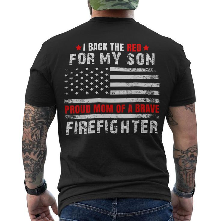 Firefighter Proud Mom Of Firefighter Son I Back The Red For My Son Men's T-shirt Back Print