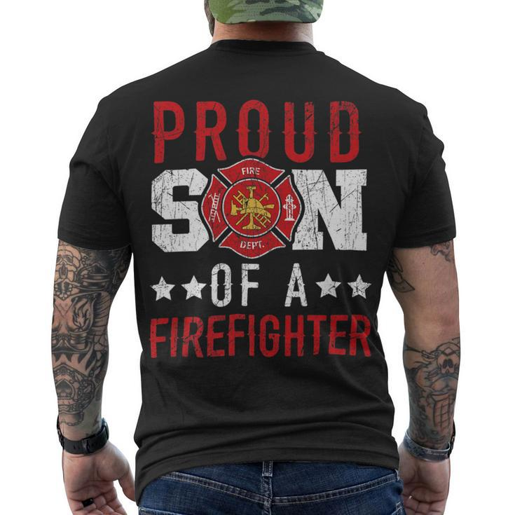 Firefighter Proud Son Of A Firefighter Firefighting Fireman Fire Rescue Men's T-shirt Back Print