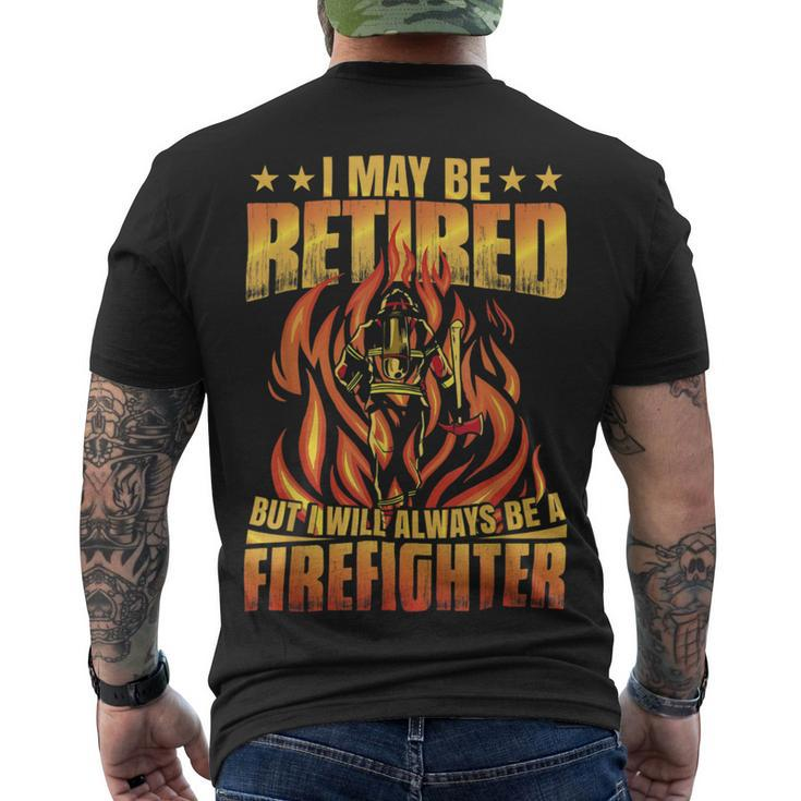 Firefighter Retired Firefighter Fire Truck Grandpa Fireman Retired Men's T-shirt Back Print