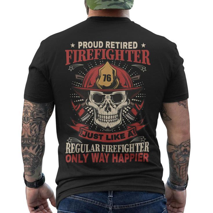 Firefighter Retired Firefighter Fireman Hero Skull Firefighter Men's T-shirt Back Print