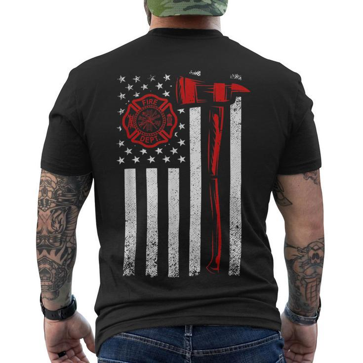 Firefighter Thin Red Line T Firefighter American Flag Axe V3 Men's T-shirt Back Print