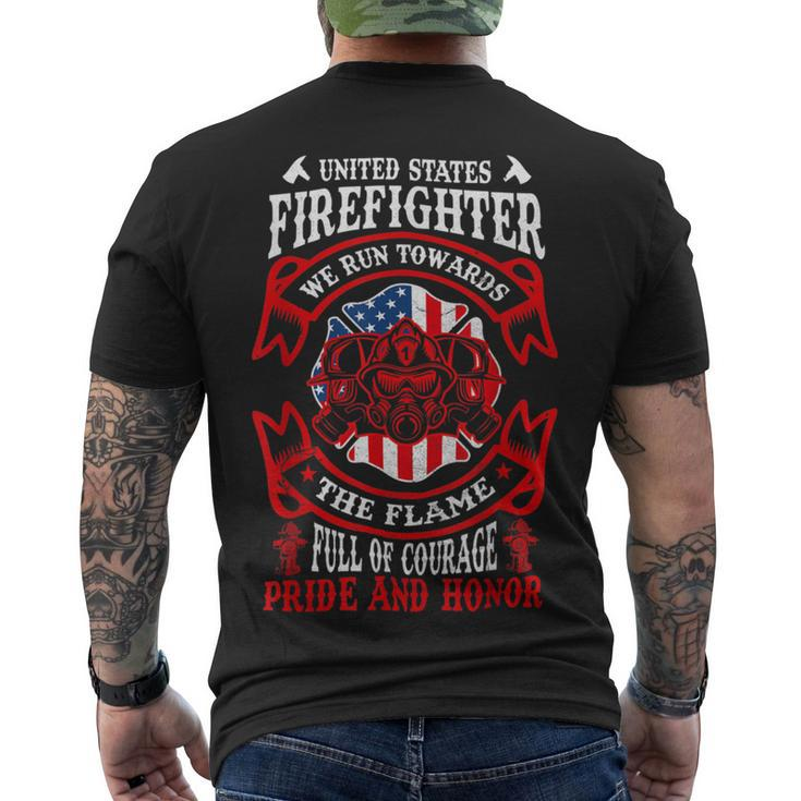 Firefighter United States Firefighter We Run Towards The Flames Firemen _ V2 Men's T-shirt Back Print