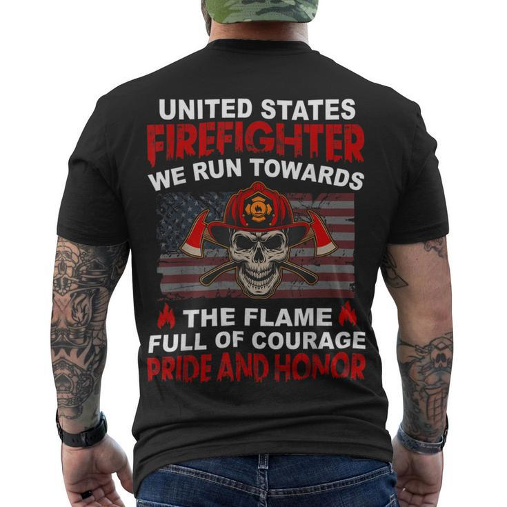 Firefighter United States Firefighter We Run Towards The Flames Firemen V2 Men's T-shirt Back Print