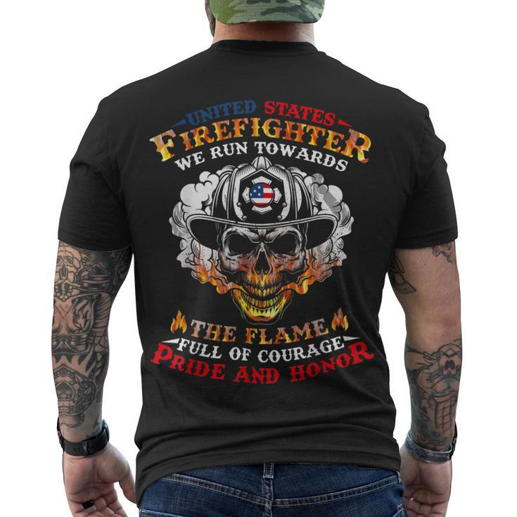 Firefighter United States Firefighter We Run Towards The Flames Firemen_ V2 Men's T-shirt Back Print
