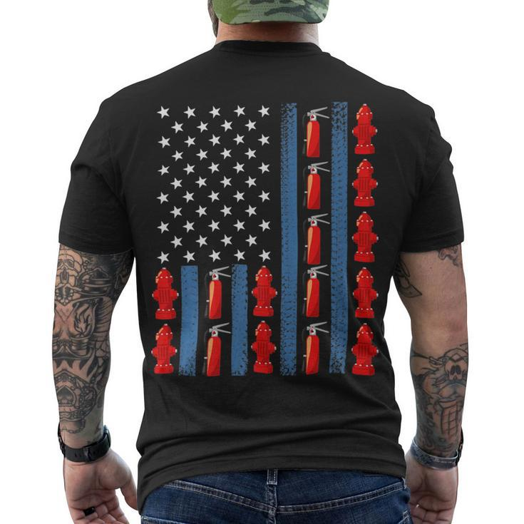 Firefighter Us American Flag Firefighter 4Th Of July Patriotic Man Woman_ Men's T-shirt Back Print