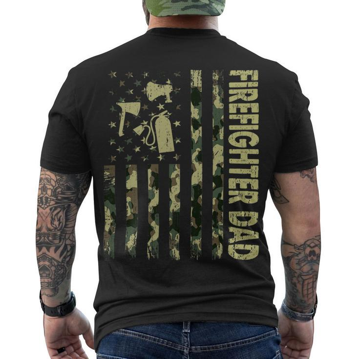 Firefighter Usa Flag Camouflage Firefighter Dad Patriotic Fathers Day Men's T-shirt Back Print