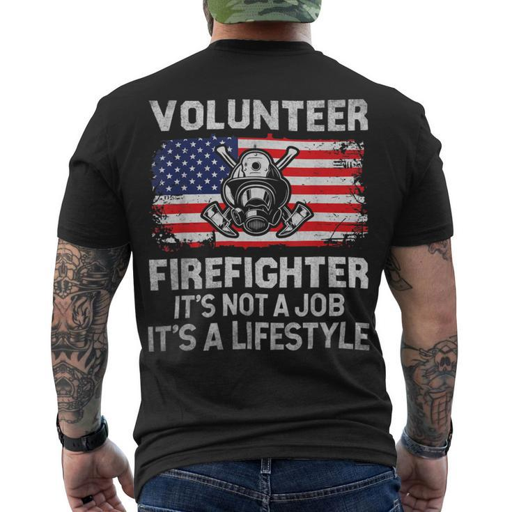 Firefighter Volunteer Firefighter Lifestyle Fireman Usa Flag V3 Men's T-shirt Back Print