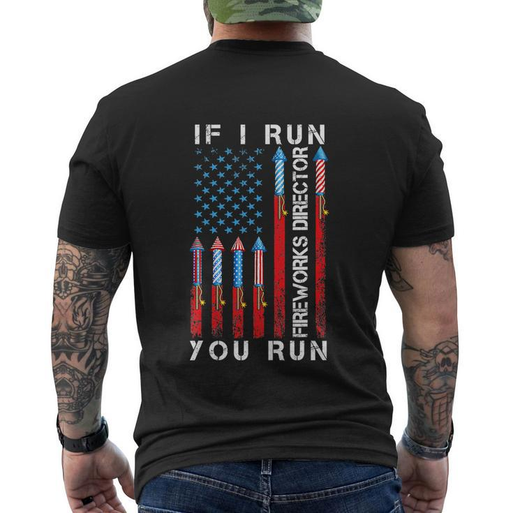 Firework Director America Flag Happy Day Freedom Men's Crewneck Short Sleeve Back Print T-shirt