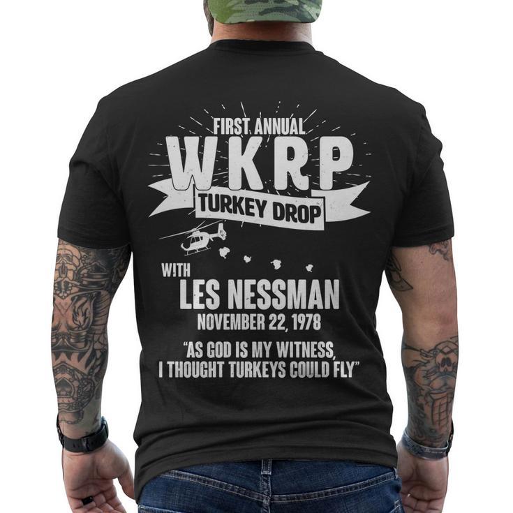 First Annual Wkrp Turkey Drop With Les Nessman Men's Crewneck Short Sleeve Back Print T-shirt