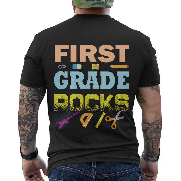 First Grade Rocks Funny School Student Teachers Graphics Plus Size Shirt Men's Crewneck Short Sleeve Back Print T-shirt