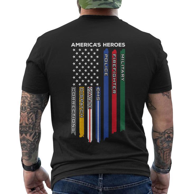 First Responders Police Military Firefighter Nurse Back Tshirt Men's Crewneck Short Sleeve Back Print T-shirt