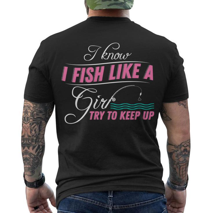 Fish Like A Girl Try To Keep Up Tshirt Men's Crewneck Short Sleeve Back Print T-shirt
