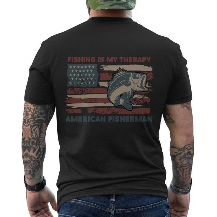 Fishing Is My Therapy American Fisherman Men's Crewneck Short Sleeve Back Print T-shirt