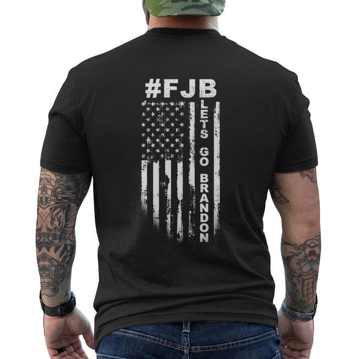 Fjb Lets Go Brandon Us Flag Distressed Tshirt Men's Crewneck Short Sleeve Back Print T-shirt