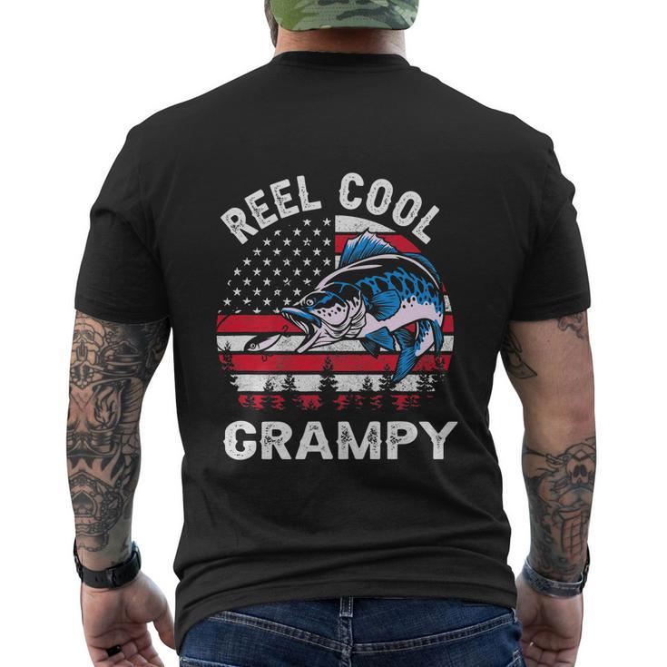 Flag Vintage Reel Cool Grampy Fishing For 4Th Of July Men's Crewneck Short Sleeve Back Print T-shirt