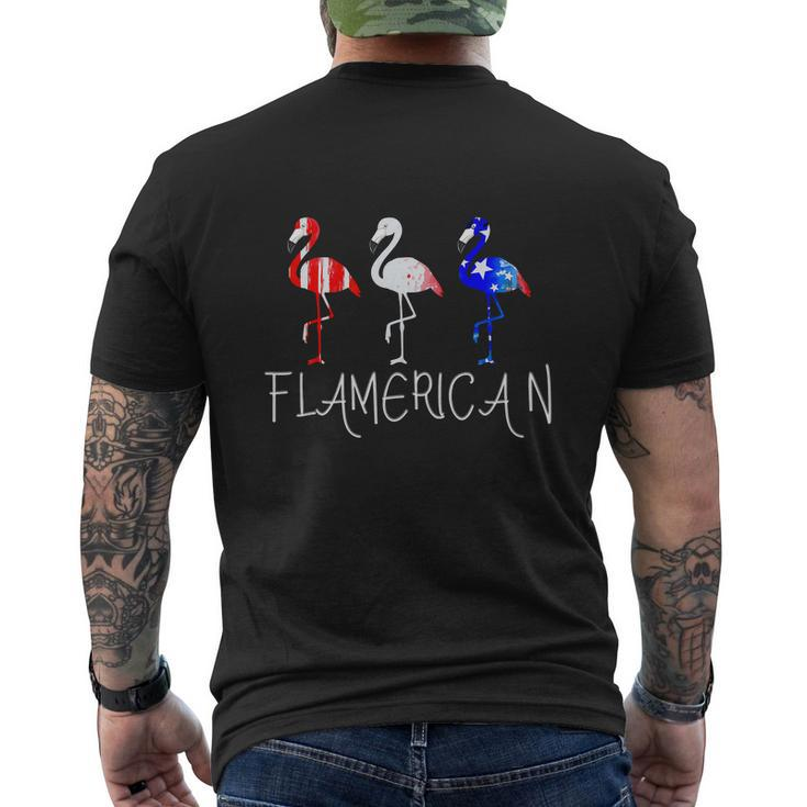 Flamerican Fourth Of July 4Th Usa Freedom Men's Crewneck Short Sleeve Back Print T-shirt