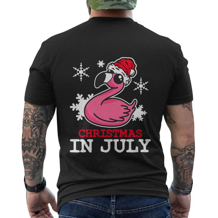 Flamingo Funny Christmas In July Snowflakes Men's Crewneck Short Sleeve Back Print T-shirt