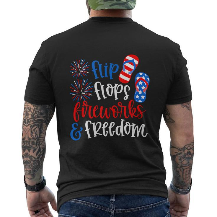 Flip Flops Fireworks Funny 4Th Of July Us Flag Men's Crewneck Short Sleeve Back Print T-shirt