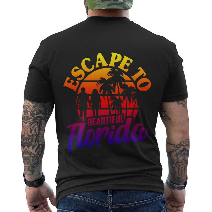 Florida Escape To Beautiful Florida Vintage Desantis Escape Great Gift Men's Crewneck Short Sleeve Back Print T-shirt