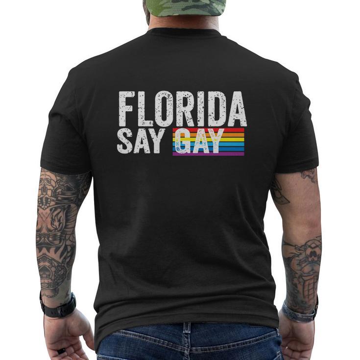 Florida Say Gay I Will Say Gay Proud Trans Lgbtq Gay Rights Men's Crewneck Short Sleeve Back Print T-shirt