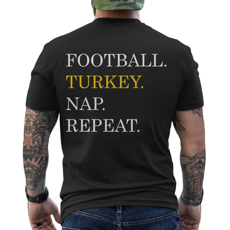 Football Turkey Nap Repeat Thanksgiving Men's Crewneck Short Sleeve Back Print T-shirt