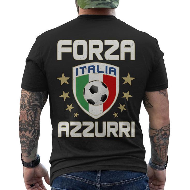 Forza Azzurri Italia Italy Shield Logo Soccer Team Men's Crewneck Short Sleeve Back Print T-shirt