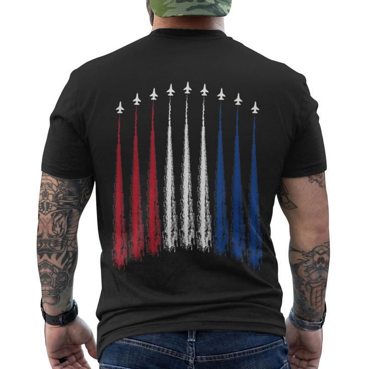 Fourth Of July Fighter Jets Red White Blue 4Th American Flag Men's Crewneck Short Sleeve Back Print T-shirt
